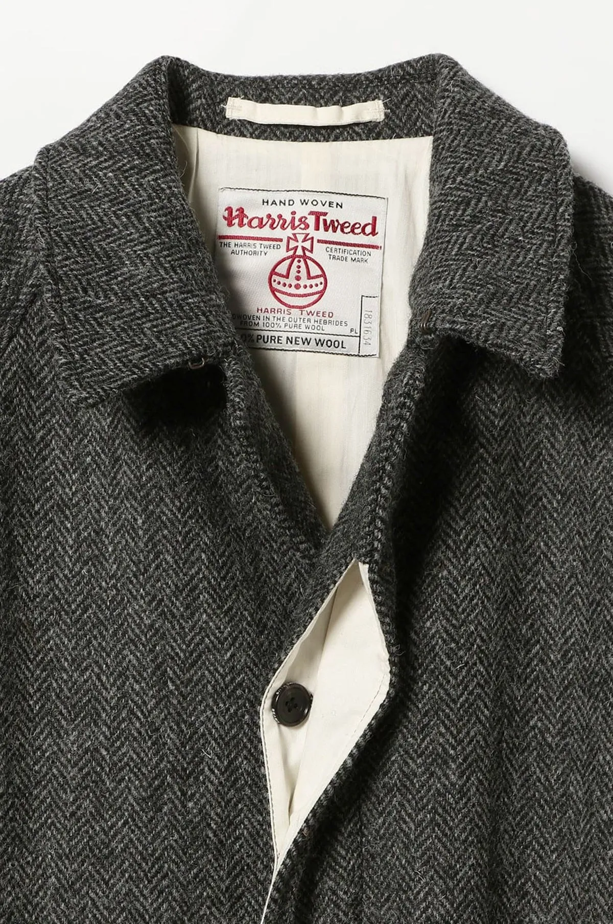 Bal Collar Coat Harris Tweed Gray Herringbone