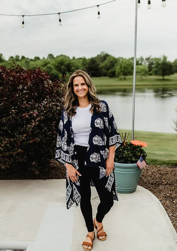 Border Print Kimono