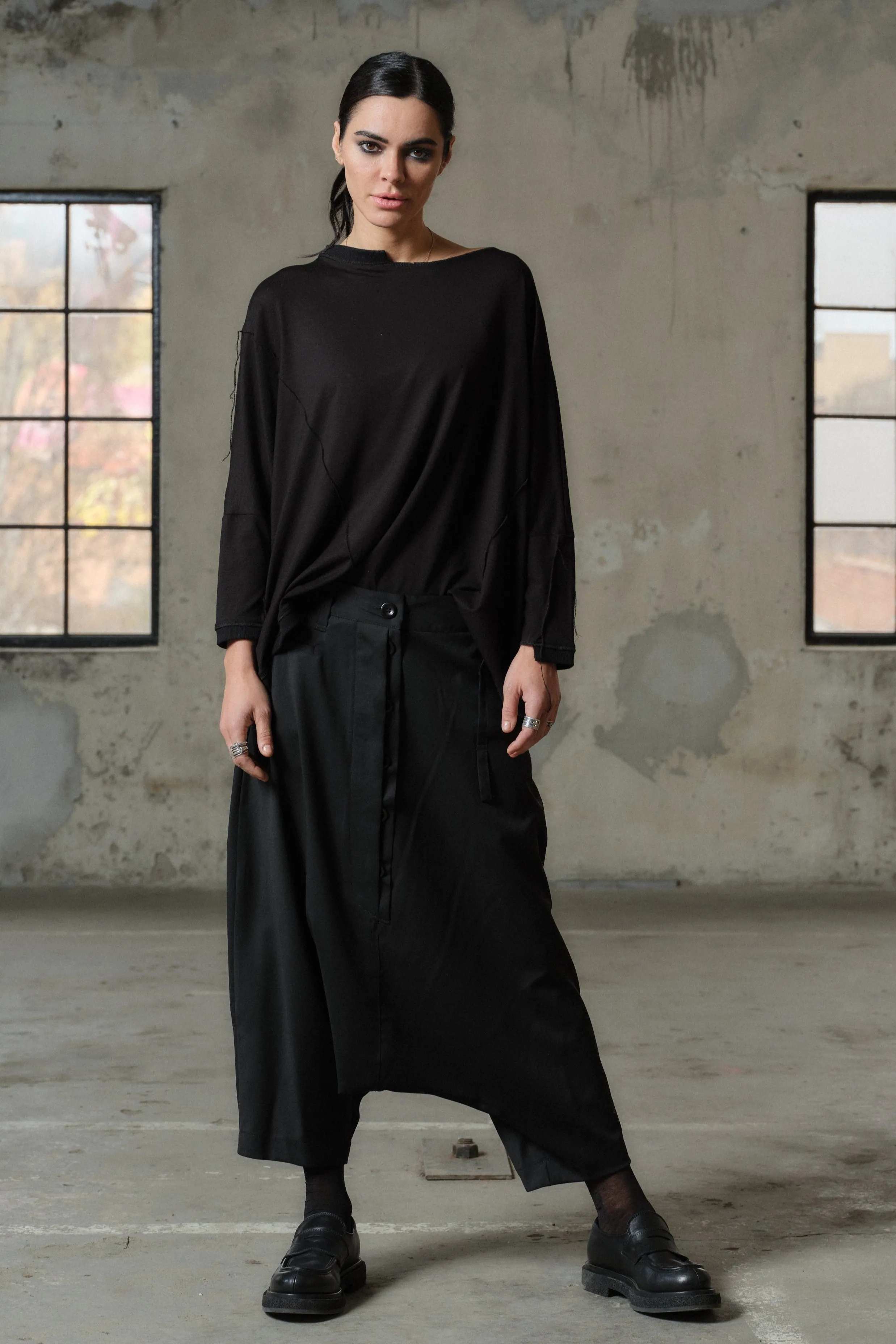 Merino wool drop crotch pants