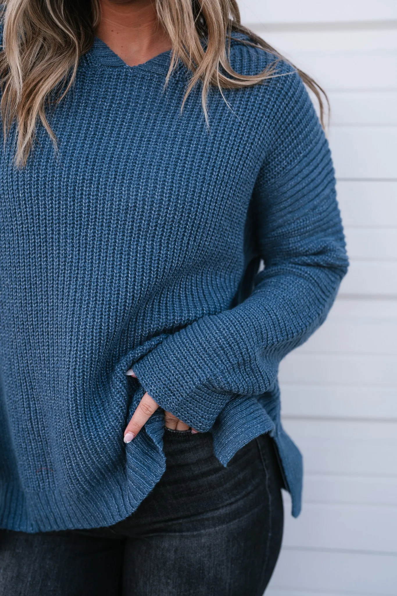 Midnight Blues Hooded Knit Top