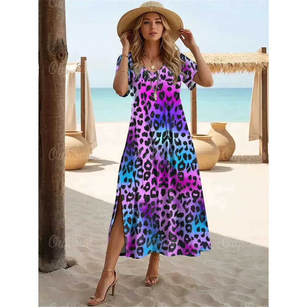 New Colorful Leopard Print Dresses For Women Plus Size Fashion
