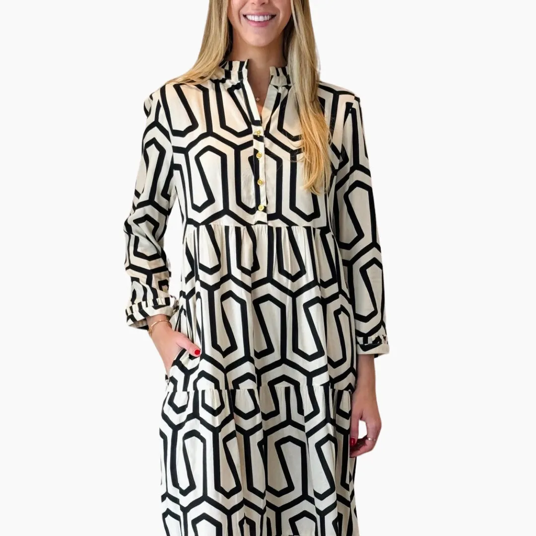 The Classic Penny Dress in Optic Black and White
