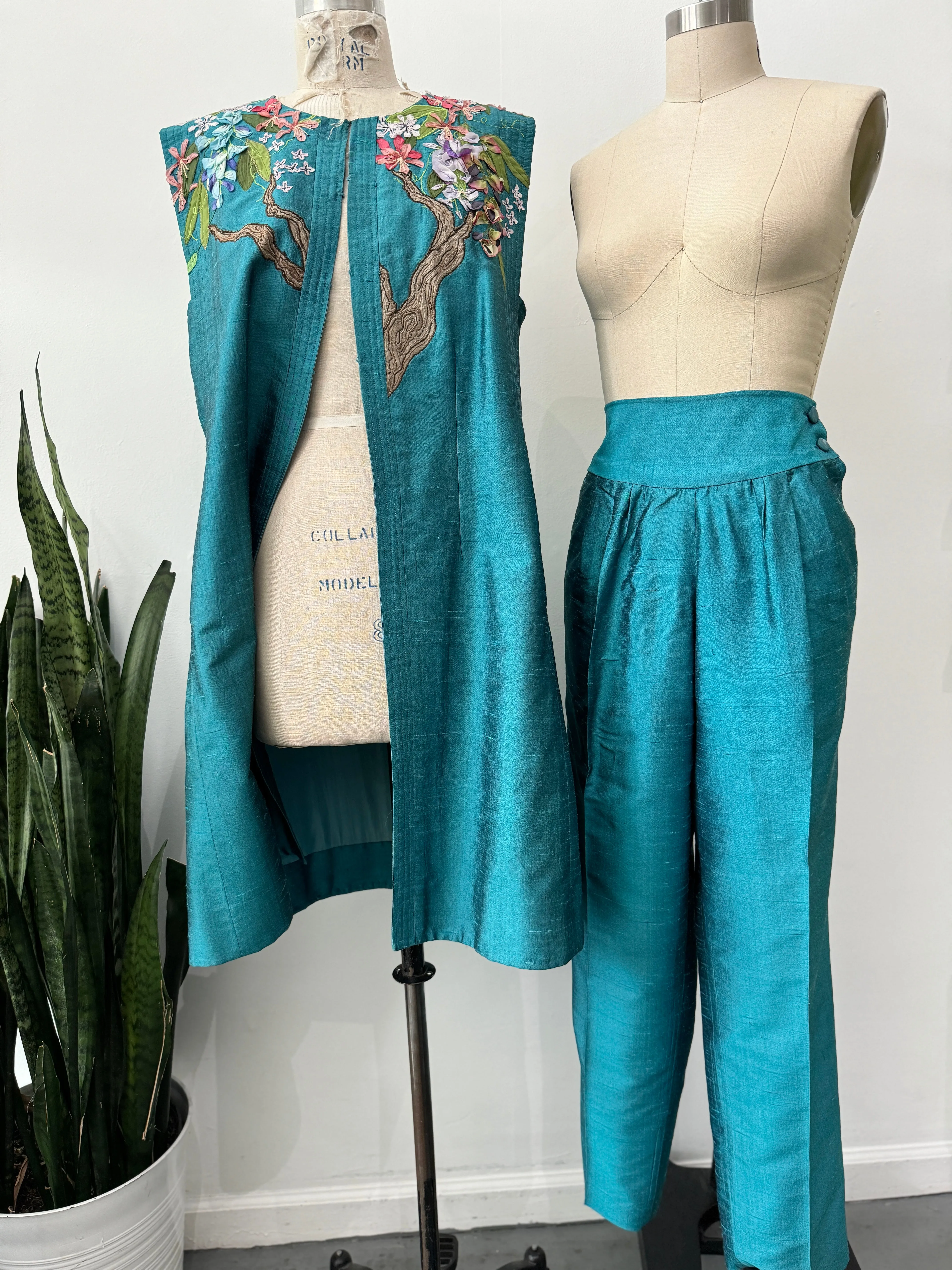 Wearable Art raw silk 2 pc set